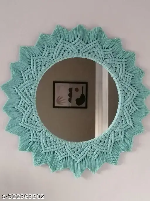 Macrame Hanging Wall Mirror with Macrame Round Mirror Art Boho Decor