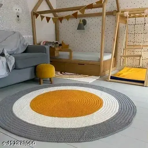 Round Cotton Rugs & Braided Floor Carpet Mat for Living Room, Bedroom, Dining, Office, Restaurant (60 cm) (Pack of 1)