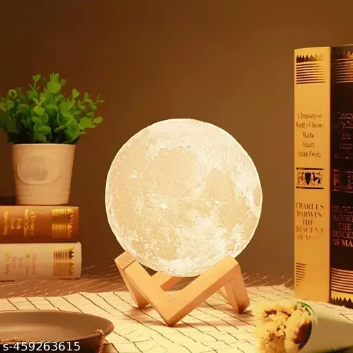 IKIME 3D Moon lamp 7 Multi Colors Changing Touch Sensor for Adult and Kids with Wooden Stand Night Lamp for Bedroom Home Decorations Light (15cm)gadgets