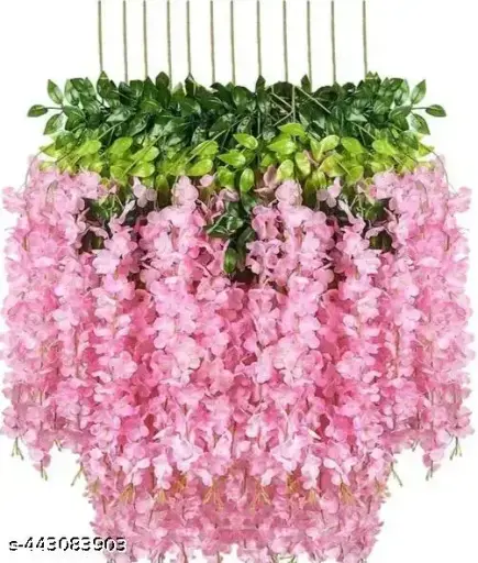 Camellia Grins Artificial Wisteria Vine Ratta Hanging Garland Silk Flowers String for Home, Party, Wedding Decor (Pink, 3.75 Feet) - Pack of 4